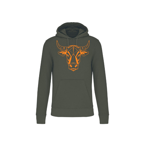 Cantal Shop | SWEAT CAPUCHE TETE TRAITS KAKI