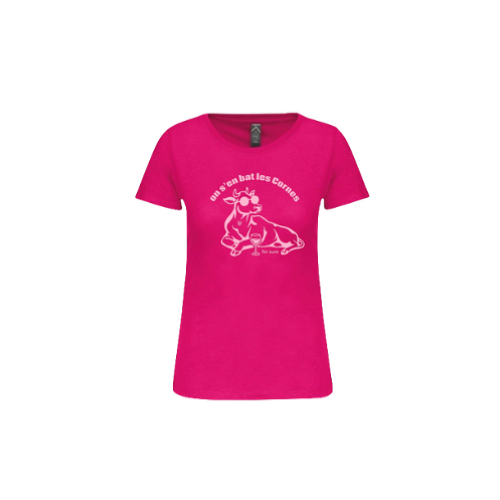 Cantal Shop | TEE SHIRT FILLE ON S'EN BAT LES CORNES FUSCHIA