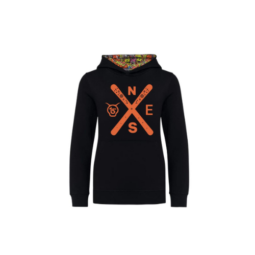 Cantal Shop | SWEAT CAPUCHE COLOREE SKI CROIX NOIR