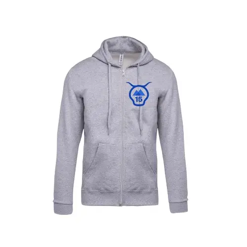 Cantal Shop | SWEAT ZIP CAPUCHE TETE 15 TRIANGLE COEUR GRIS