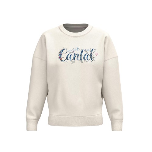 Cantal Shop | SWEAT COL ROND CANTAL FLEURI BLANC