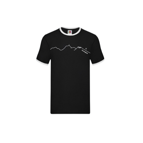 Cantal Shop | TEE SHIRT MANCHES COURTES LIGNES MONTAGNES TORSE NOIR