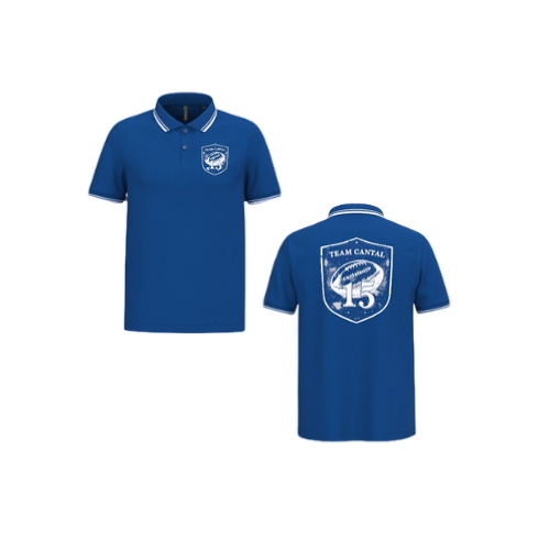 Cantal Shop | POLO MANCHES COURTES TEAM CANTAL BLEU AZUR