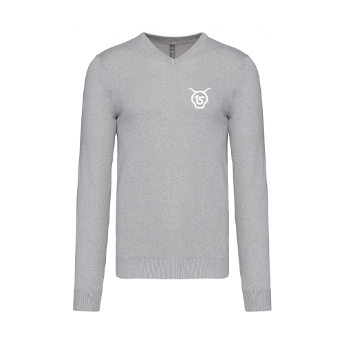 Cantal Shop | PULL GRIS CHINÉ SALERS 15 CŒUR