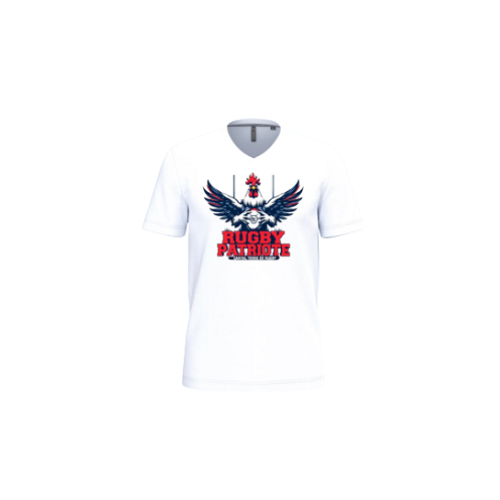 Cantal Shop | TEE SHIRT COL V COQ PATRIOTE BLANC