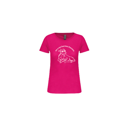 Cantal Shop | TEE SHIRT FEMME ON S'EN BAT LES CORNES 2026 FUSCHIA