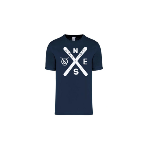 Cantal Shop | TEE SHIRT MANCHES COURTES SKI CROIX BLEU MARINE