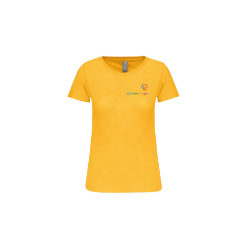 Cantal Shop | TEE SHIRT FEMME CANTALQUINZE COEUR JAUNE