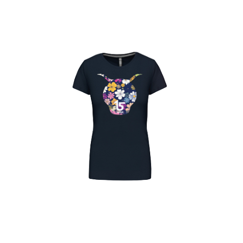 Cantal Shop | TEE SHIRT FEMME TETE FLORAL BLEU MARINE