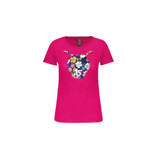 Cantal Shop | TEE SHIRT FILLE TETE FLORAL FUSCHIA