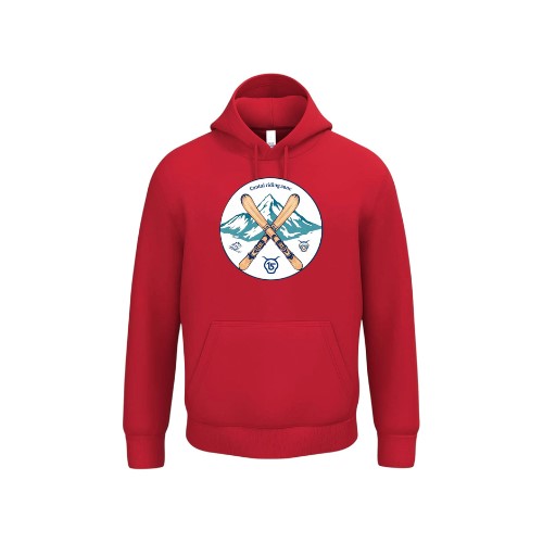 Cantal Shop | SWEAT CAPUCHE PATCH ROND SKI ROUGE