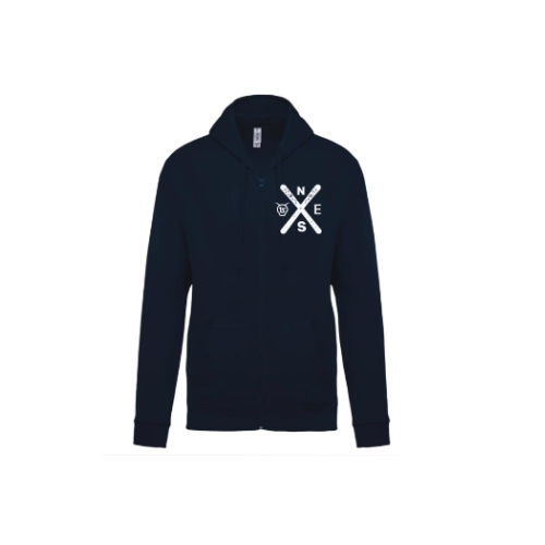 Cantal Shop | SWEAT ZIP CAPUCHE SKI CROIX BLEU MARINE