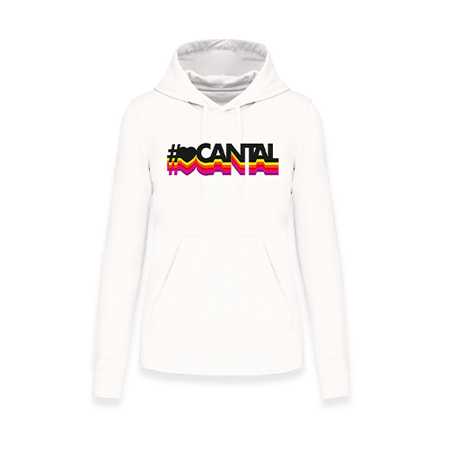 SWEAT À CAPUCHE HASHTAG CANTAL BLANC