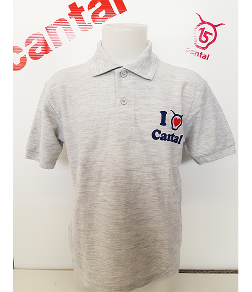 Cantal Shop | POLO ENFANT GRIS CHINÉ I LOVE CANTAL