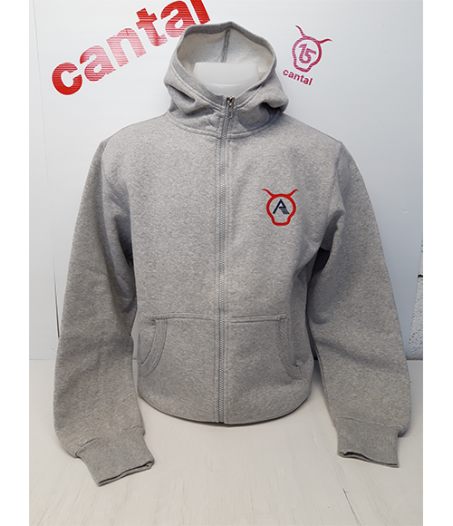 Cantal Shop | SWEAT HOMME ZIPPÉ À CAPUCHE GRIS AUVERGNAT