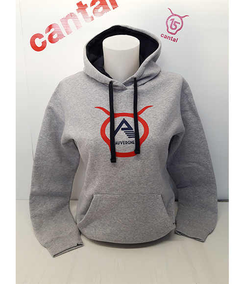 Cantal Shop | SWEAT FEMME À CAPUCHE GRIS AUVERGNE