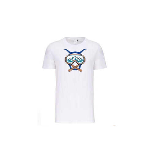 Cantal Shop | TEE SHIRT MANCHES COURTES SKI LUNETTES BLANC