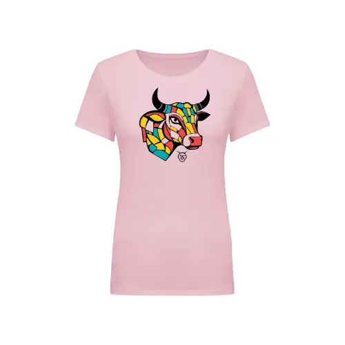 Cantal Shop | TEE SHIRT VACHE CALEÏDOSCOPE ROSE 