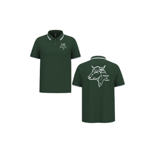 Cantal Shop | POLO MANCHES COURTES VACHE COEUR ET DOS VERT