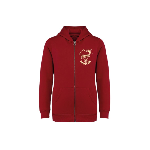 Cantal Shop | SWEAT ZIP TOTAL CAPUCHE HAPPY WINTER BORDEAUX