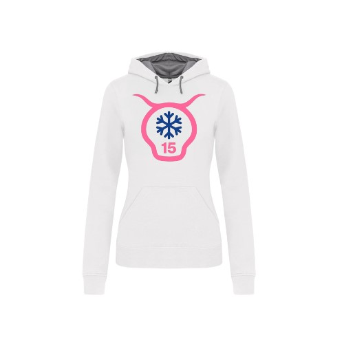Cantal Shop | SWEAT CAPUCHE FLOCON TORSE BLANC