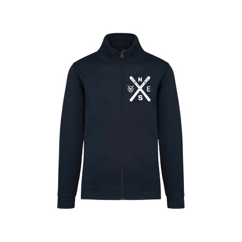 Cantal Shop | SWEAT ZIP SKI CROIX COEUR / DOS BLEU MARINE