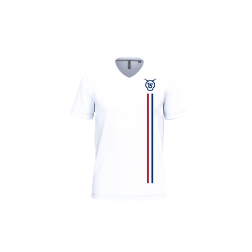 Cantal Shop | TEE SHIRT HOMME COL V BANDES BBR BLANC