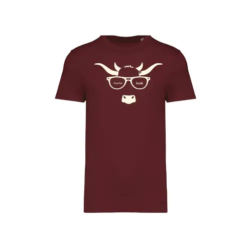 Cantal Shop | TEE-SHIRT VACHE LUNETTE BORDEAUX 