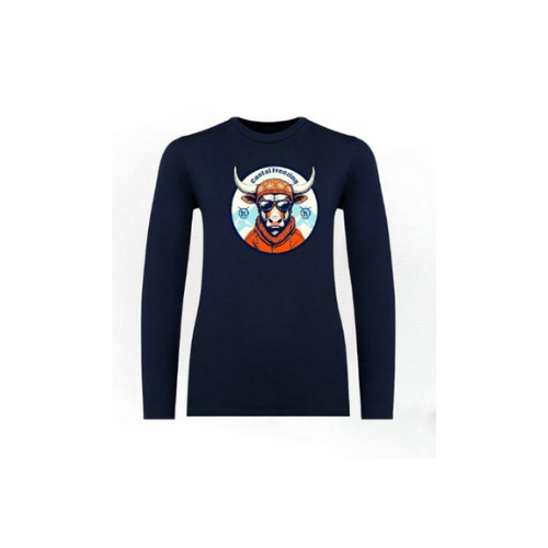 Cantal Shop | TEE SHIRT MANCHES LONGUES PATCH VACHE BLEU MARINE
