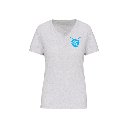 Cantal Shop | TEE SHIRT COL V TETE COEUR GRIS