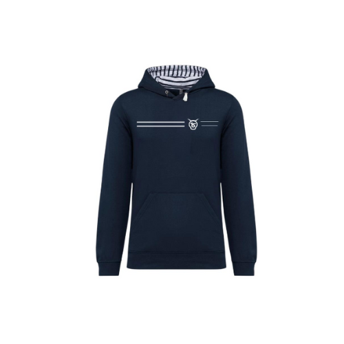 Cantal Shop | SWEAT CAPUCHE MARINIERE TRAITS BLEU MARINE