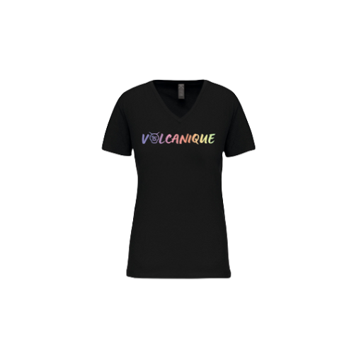 Cantal Shop | TEE SHIRT FEMME COL V VOLCANIQUE NOIR