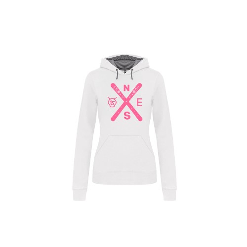 Cantal Shop | SWEAT CAPUCHE SKI CROIX TORSE BLANC