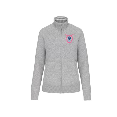 Cantal Shop | SWEAT COL ROND ZIP FLOCON COEUR GRIS
