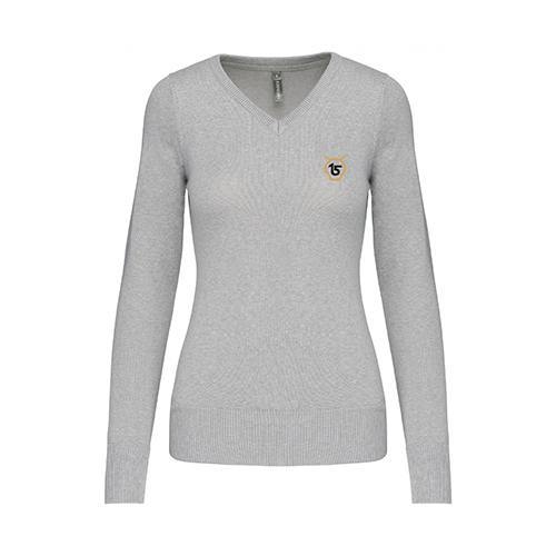 Cantal Shop | PULL COL V SALERS 15 GRIS