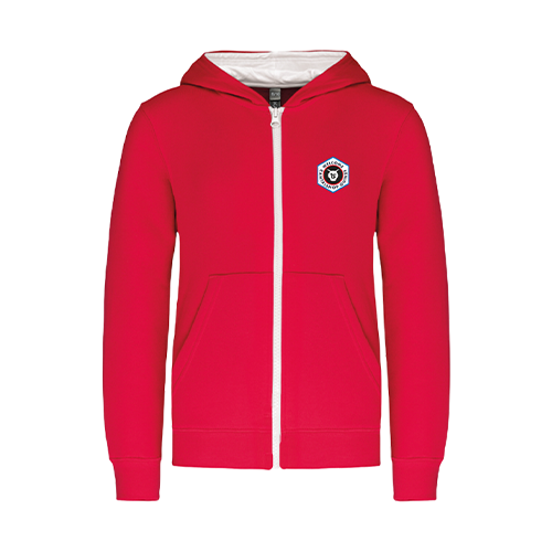 Cantal Shop | SWEAT À CAPUCHE ZIPPÉ ENFANT CANTALSHOP ROUGE