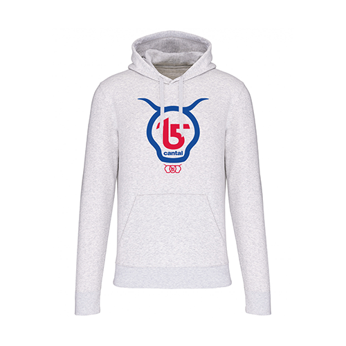Cantal Shop | SWEAT À CAPUCHE SALERS 15 CENDRÉ CHINÉ