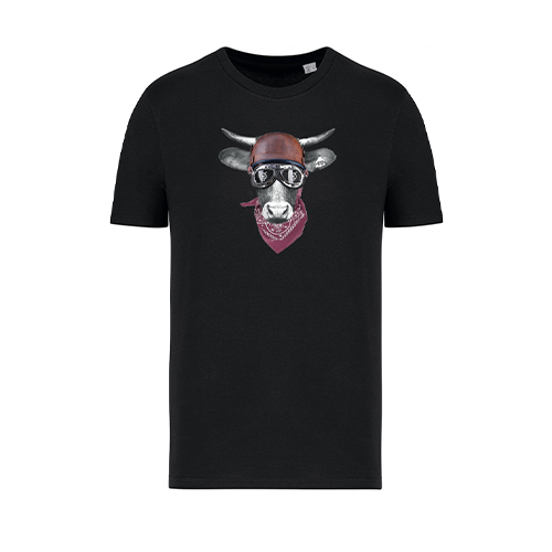 Cantal Shop |  - TEE-SHIRT VACHE CASQUE NOIR