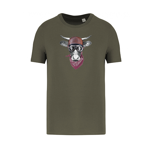 Cantal Shop |  - TEE-SHIRT VACHE CASQUE KAKI