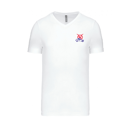 Cantal Shop |  - TEE-SHIRT COL V BRODERIE 2CV BLANC