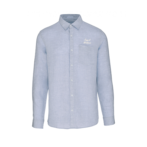 Cantal Shop |  - CHEMISE EN LIN ESPRIT NATURE BLEU CIEL