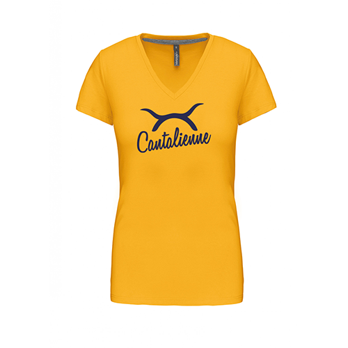Cantal Shop |  - TEE-SHIRT COL V LA CANTALIENNE JAUNE