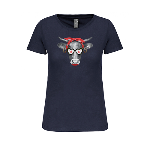 Cantal Shop |  - TEE-SHIRT VACHE BANDEAU MARINE