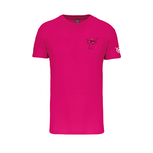 Cantal Shop |  - TEE-SHIRT ENFANT TÊTE VACHE FLEURIE FUCHSIA