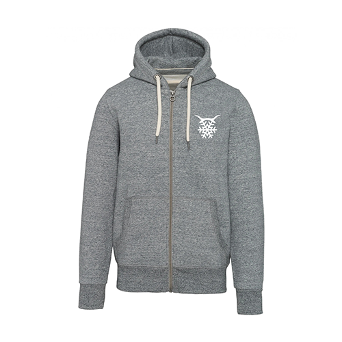 Cantal Shop |  - SWEAT À CAPUCHE ZIPPÉ FLOCON GRIS CHINÉ