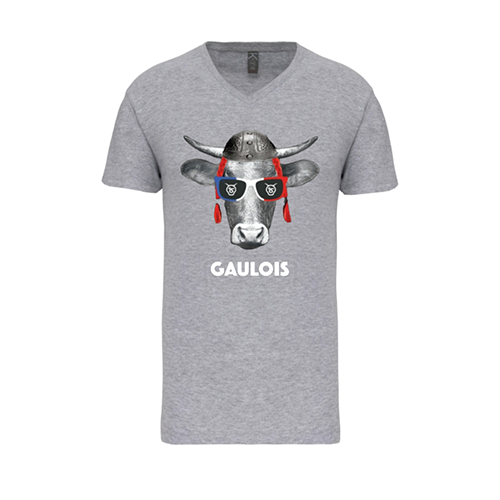 Cantal Shop |  - TEE-SHIRT GAULOIS COL V GRIS