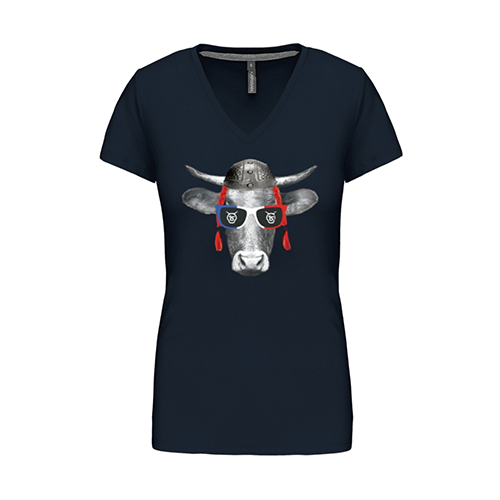 Cantal Shop |  - TEE-SHIRT GAULOISE COL V MARINE