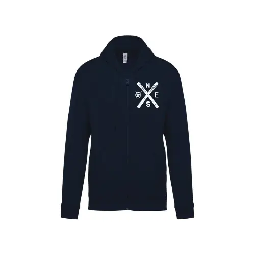 Cantal Shop | SWEAT ZIP CAPUCHE SKI CROIX COEUR/DOS BLEU MARINE