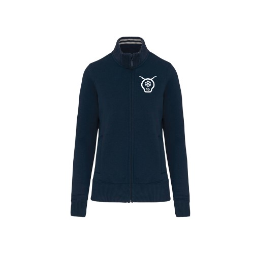 Cantal Shop | SWEAT COL ROND ZIP FLOCON COEUR BLEU MARINE
